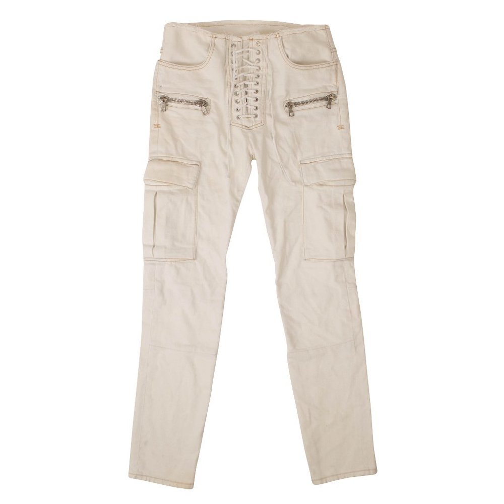 NEW UNRAVEL PROJECT White Denim Tie Up Jeans Size 24 $1015